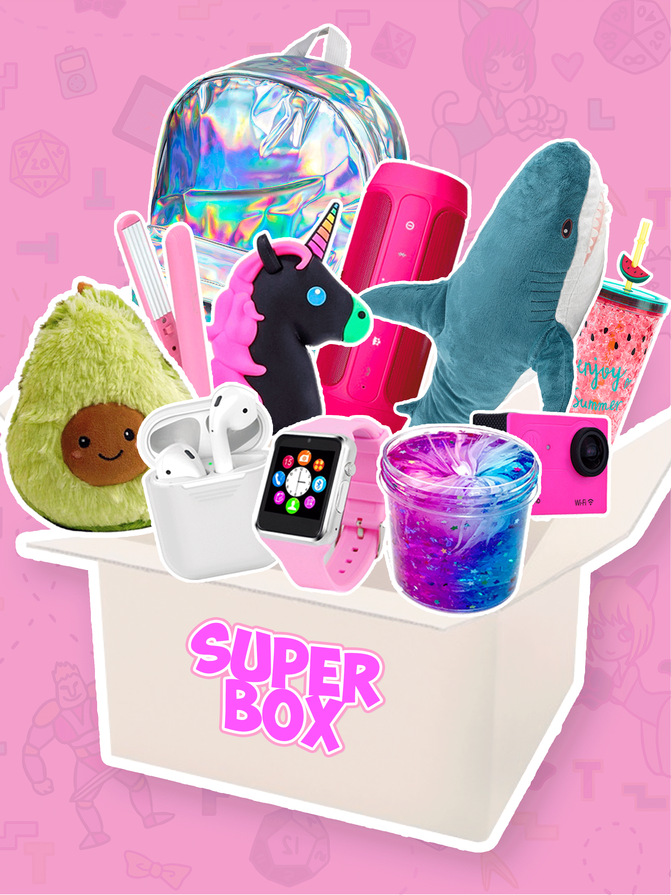 Super box. Бокс с канцелярией для девочек. Боксы с подарками для девочек. Сюрприз бокс для девочки. Супер бокс для девочек.